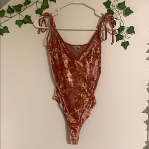 Charlotte Russe Pink Velvet Bodysuit